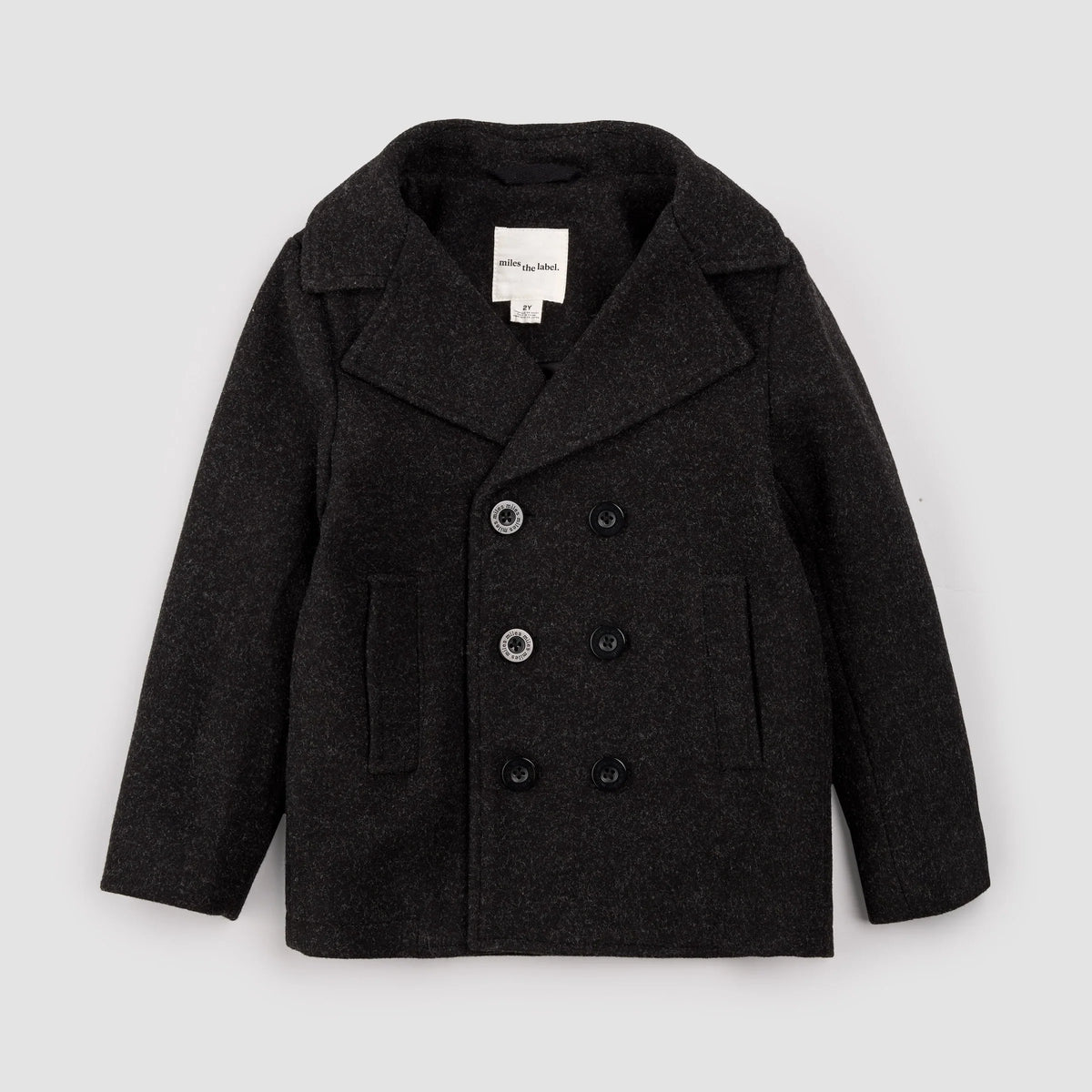 Hooded Woven Pea Coat | Dark Heather Grey | Miles the Label