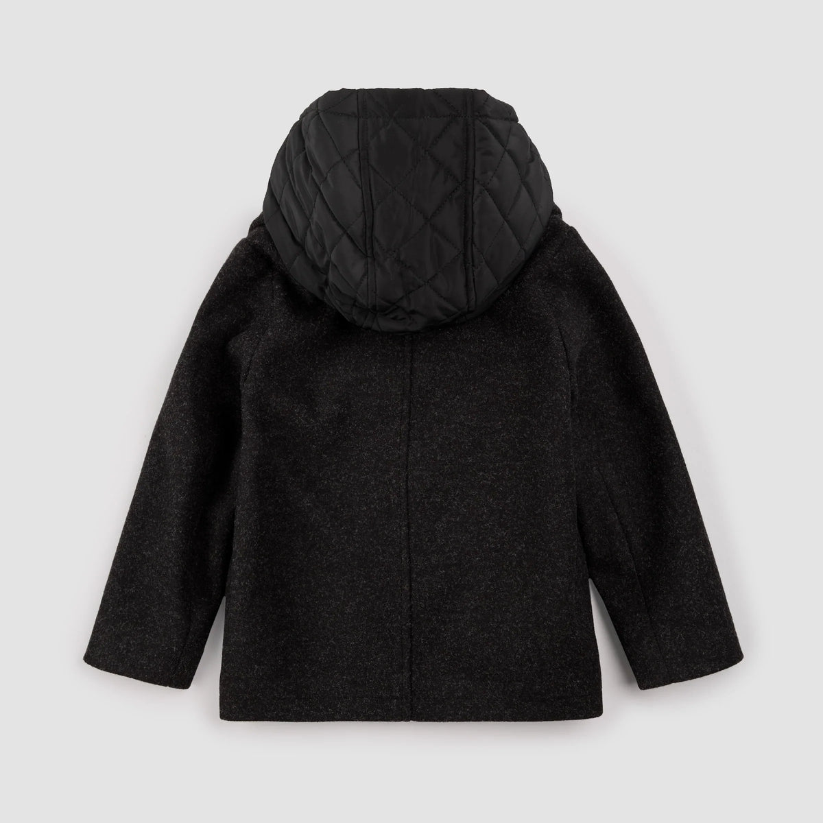 Hooded Woven Pea Coat | Dark Heather Grey | Miles the Label