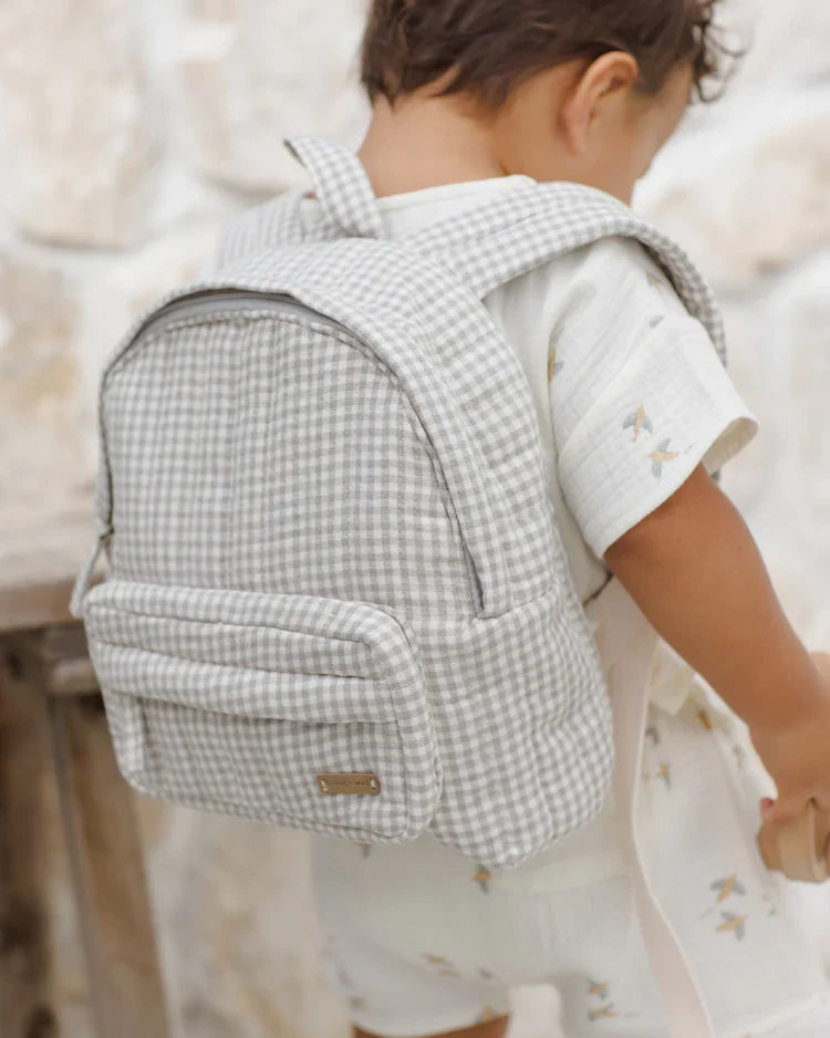 Mini Backpack| Sage Gingham | Quincy Mae
