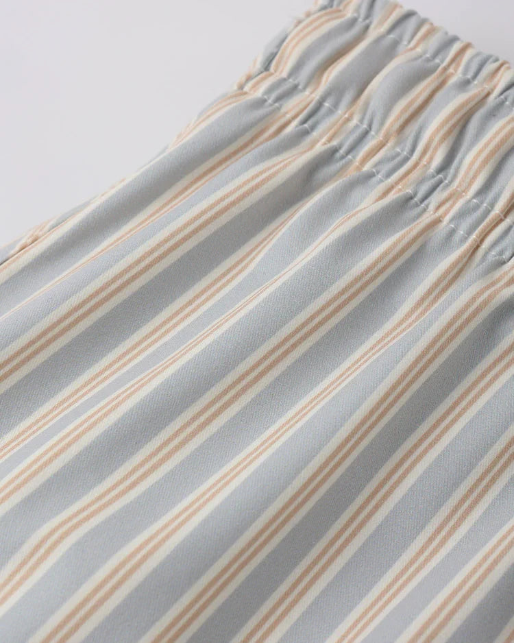 Boys Swim Short | Blue + Butterscotch Stripe | Quincy Mae