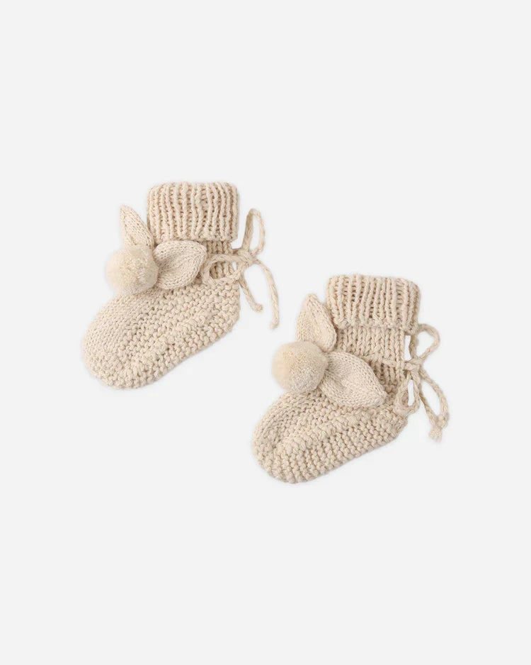 Bunny Knit Booties | Ecru | Quincy Mae