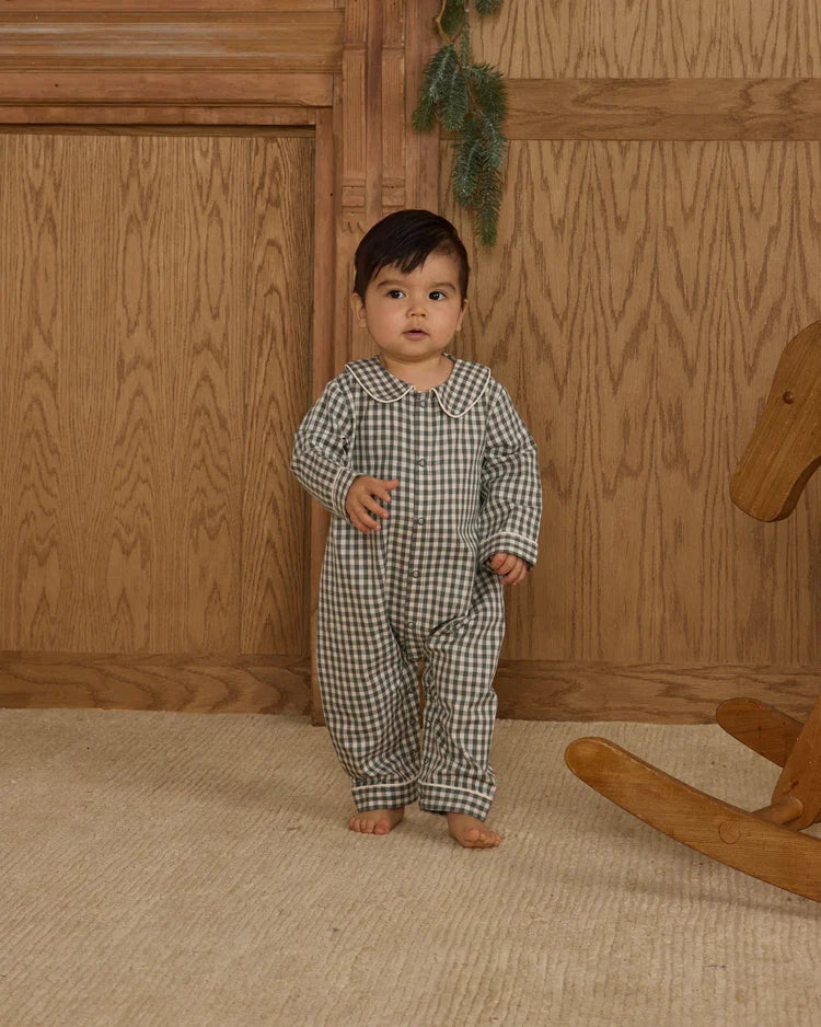Baby Pajama Romper | Evergreen  Gingham | Rylee & Cru