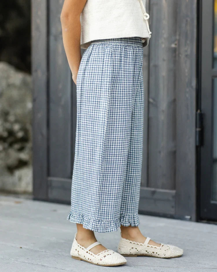 Wide Leg Pant | Marine Gingham | Rylee & Cru