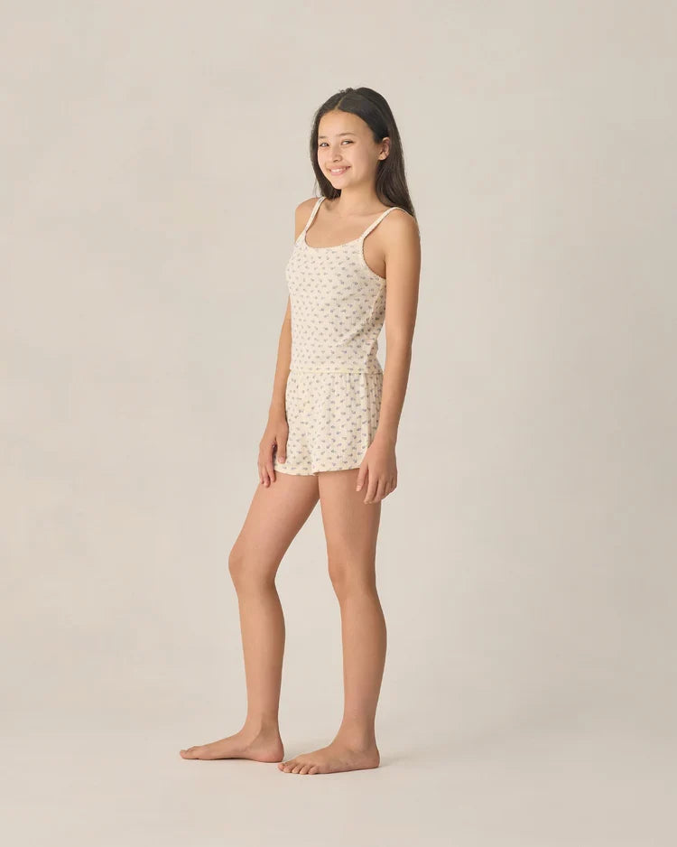 Teen Pointelle Lounge Set | Blue Ditsy | Rylee & Cru