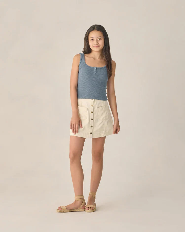 Teen Ribbed Tank | Heathered Marine | Rylee & Cru