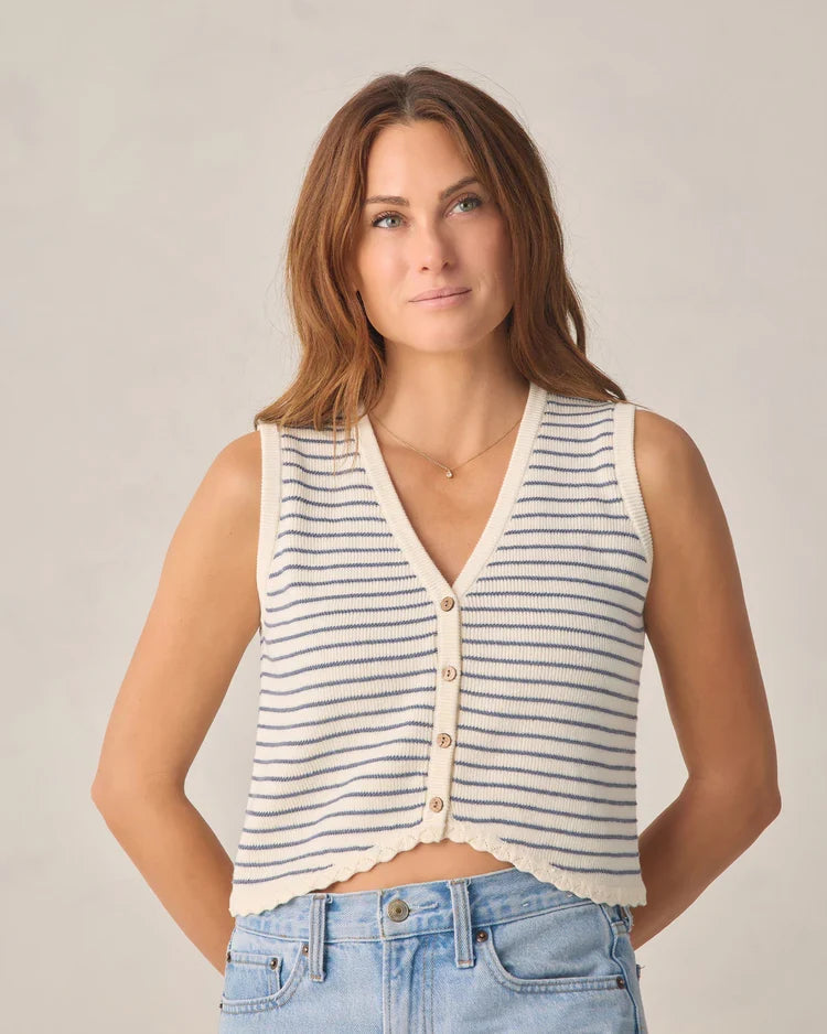 Ladies Knit Vest | Marine Stripe | Rylee & Cru