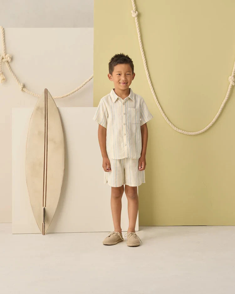Collared Short Sleeve Shirt | Sea Stripe | Rylee & Cru