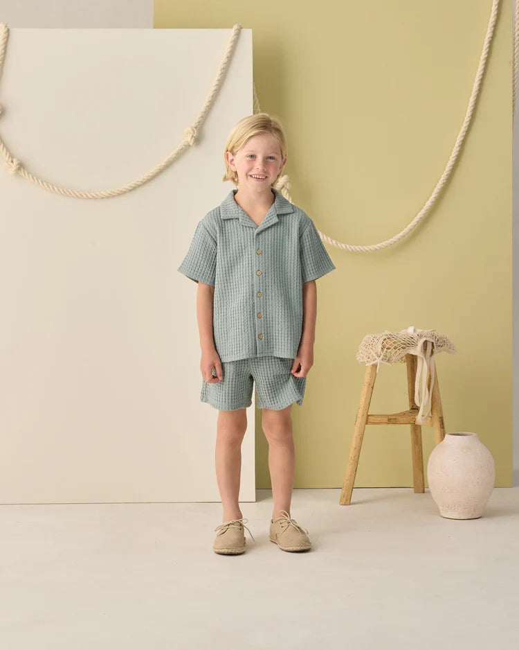 Lapel Collar Shirt | Sea Green | Rylee & Cru