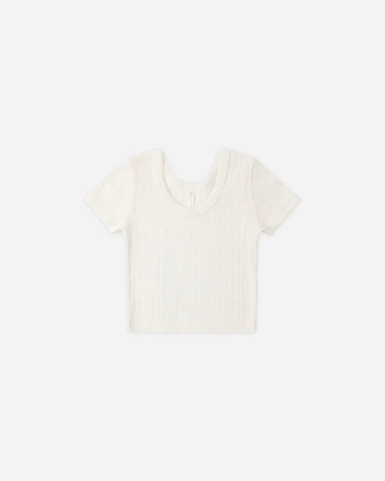 Pointelle Tee | Ivory | Rylee & Cru
