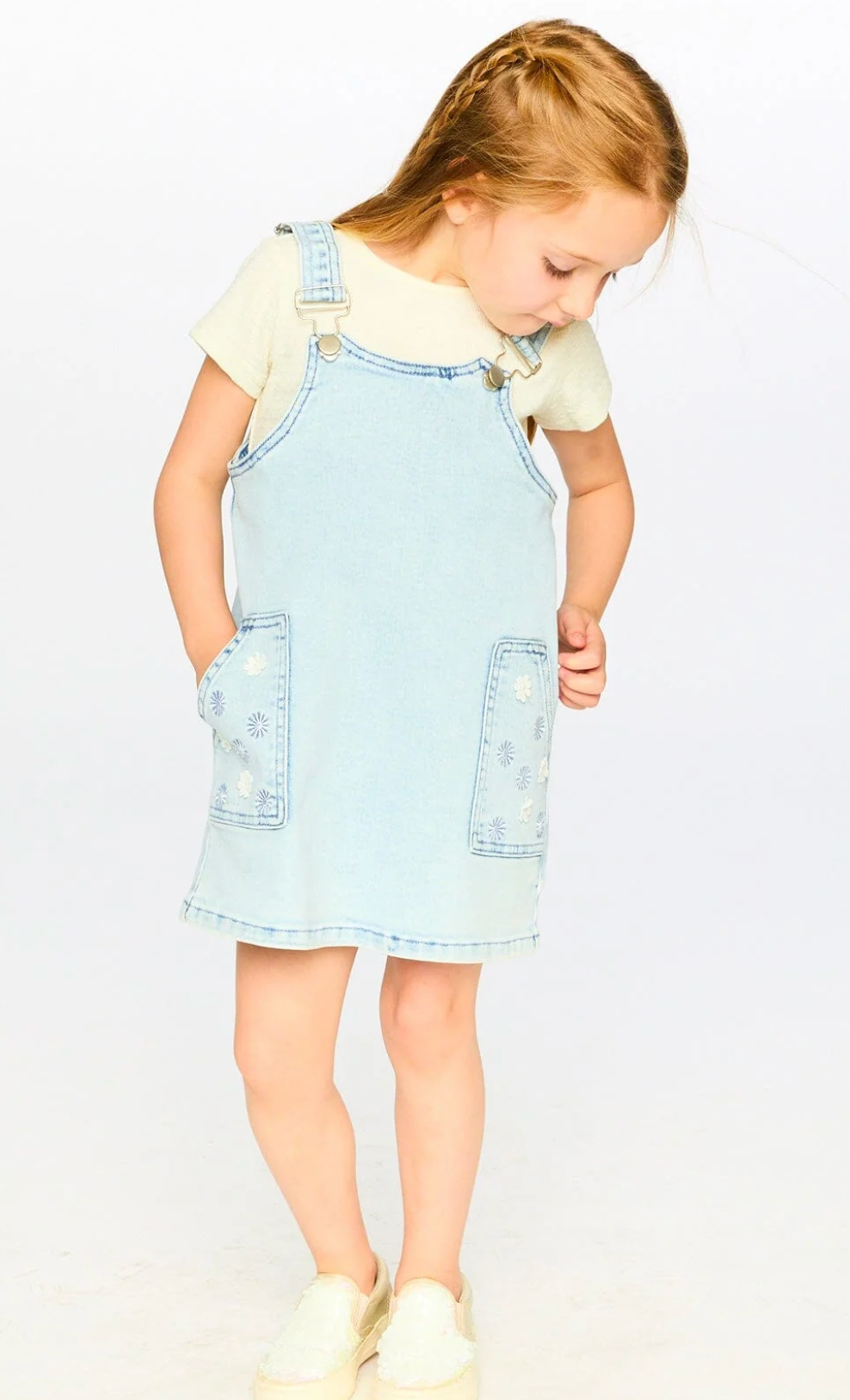 Denim Overall Dress | Light Blue Denim | Deux par Deux