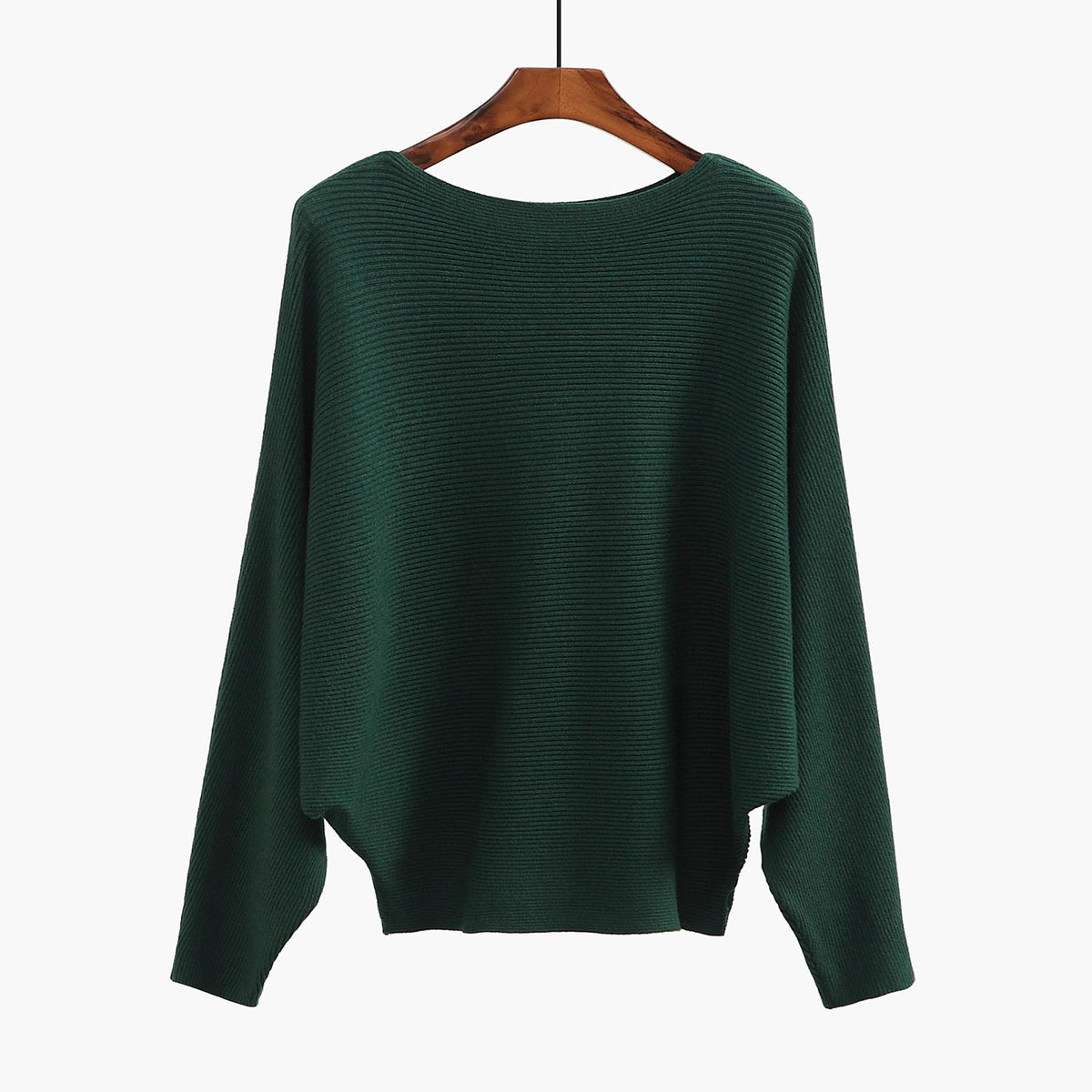 Women’s Halter Neck Batwing Knit Pullover Top – Stretchy Relaxed-Fit Casual Sweater