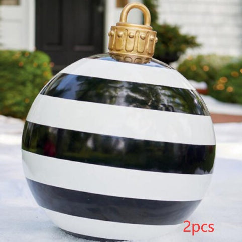 Giant Inflatable 60cm Christmas Ball Ornaments, Outdoor Waterproof PVC Ornament Ball, Holiday Decor, Pack Options