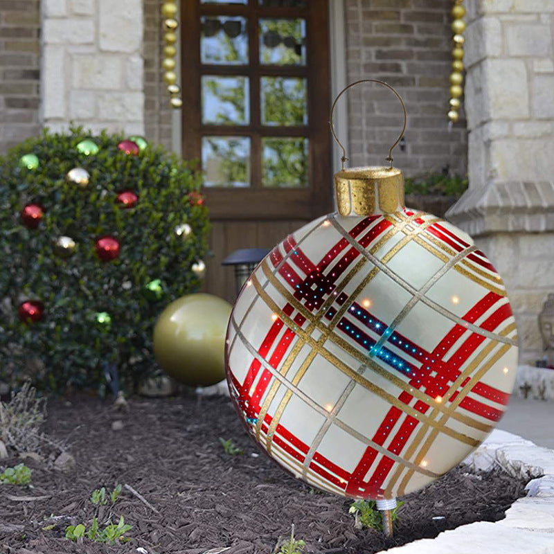 Giant Inflatable 60cm Christmas Ball Ornaments, Outdoor Waterproof PVC Ornament Ball, Holiday Decor, Pack Options