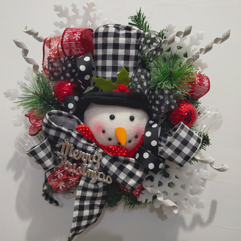 Christmas Buffalo Plaid Wreath Door Decoration