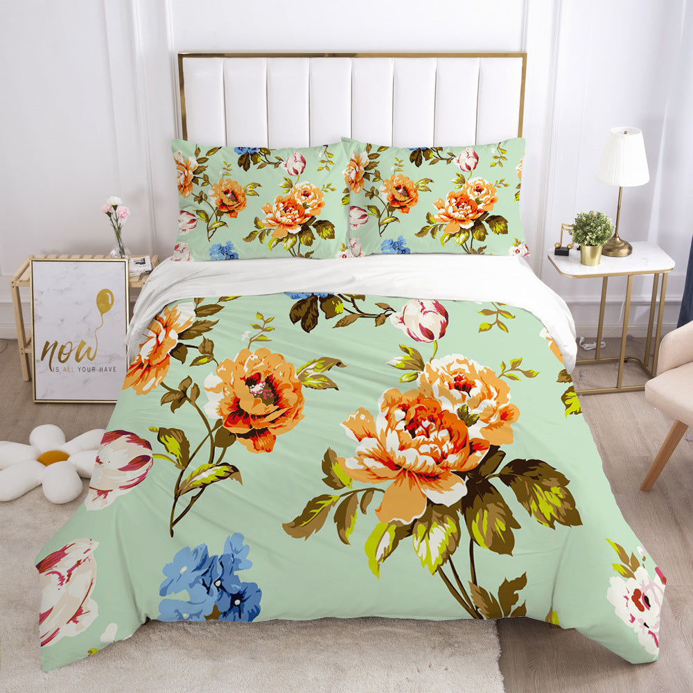 Nordic Spring Green Leaf Bedding Set
