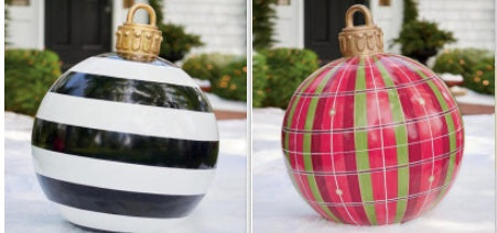 Giant Inflatable 60cm Christmas Ball Ornaments, Outdoor Waterproof PVC Ornament Ball, Holiday Decor, Pack Options