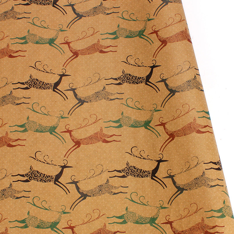Classic Thickened Christmas Gift Wrapping Paper, Kraft Gift Wrap Sheets 50x76cm, Holiday Patterns