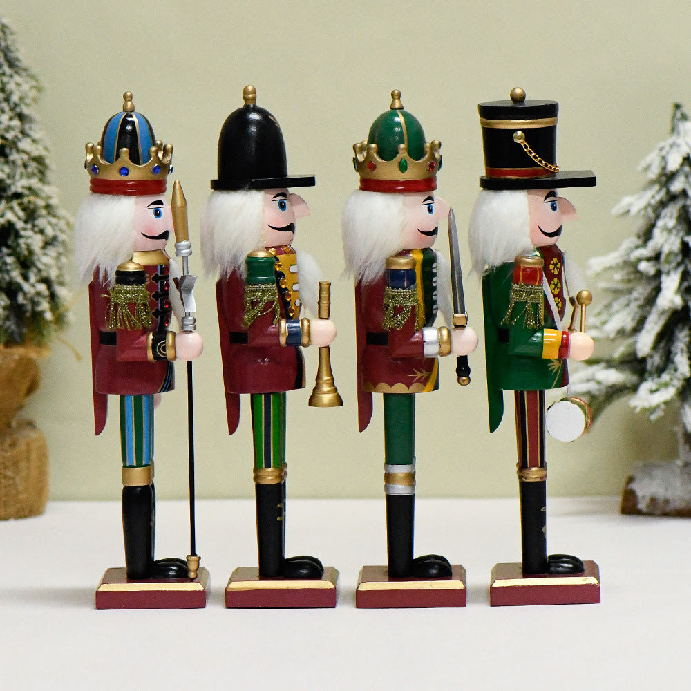 Wooden Nutcracker Soldier Christmas Decorations, 30CM Tabletop Holiday Figurine, European Style Home Decor