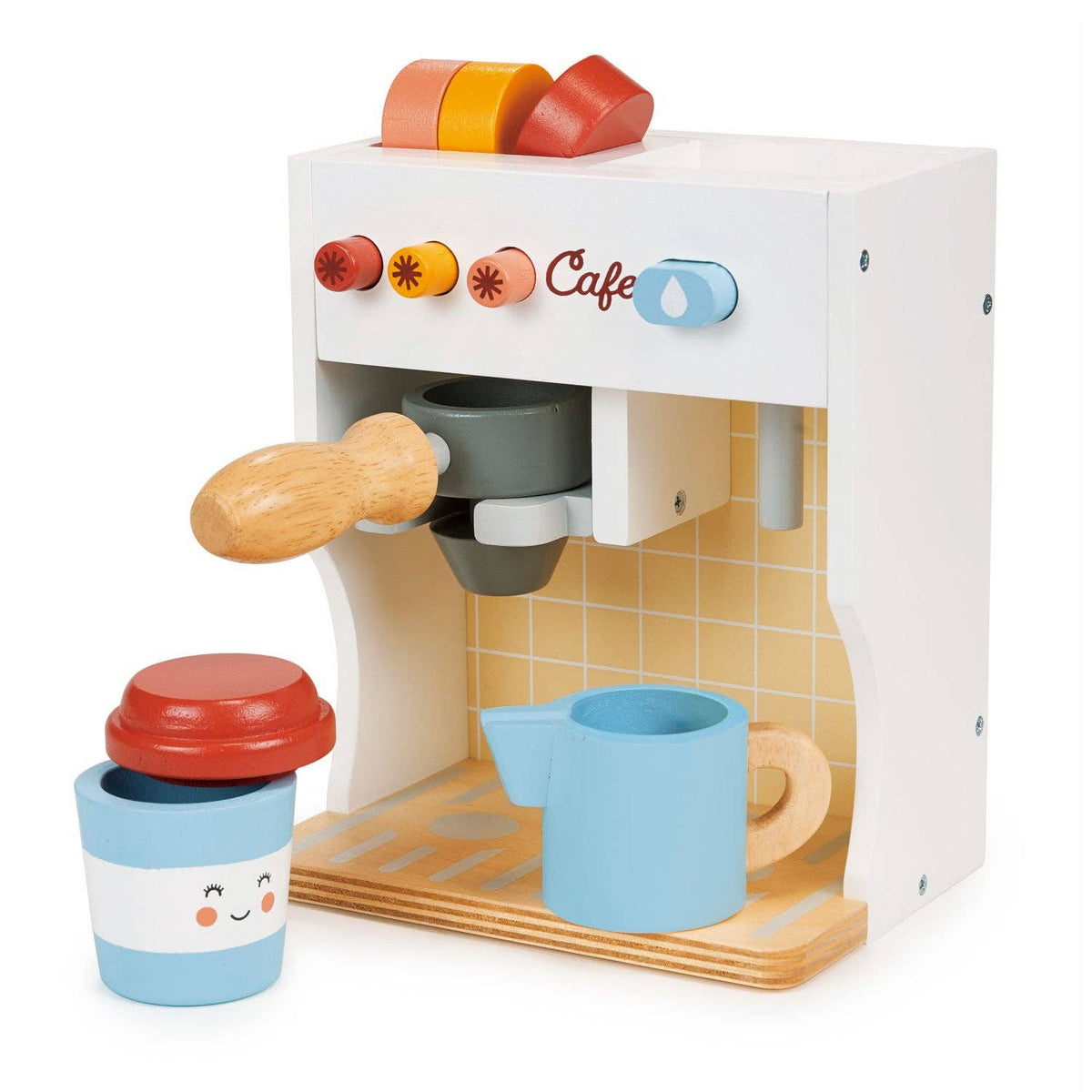 Mentari Toys Wooden Barista Set - Pretend Play Coffee Shop - Ages 3+