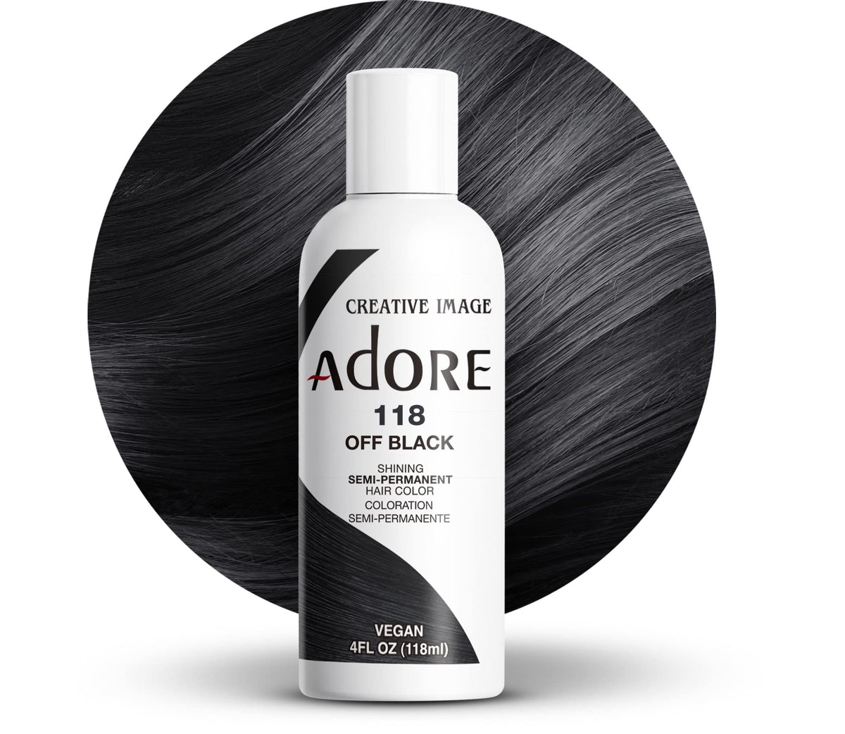 ADORE SEMI-PERMANENT HAIR COLOR - 118 OFF BLACK 4OZ
