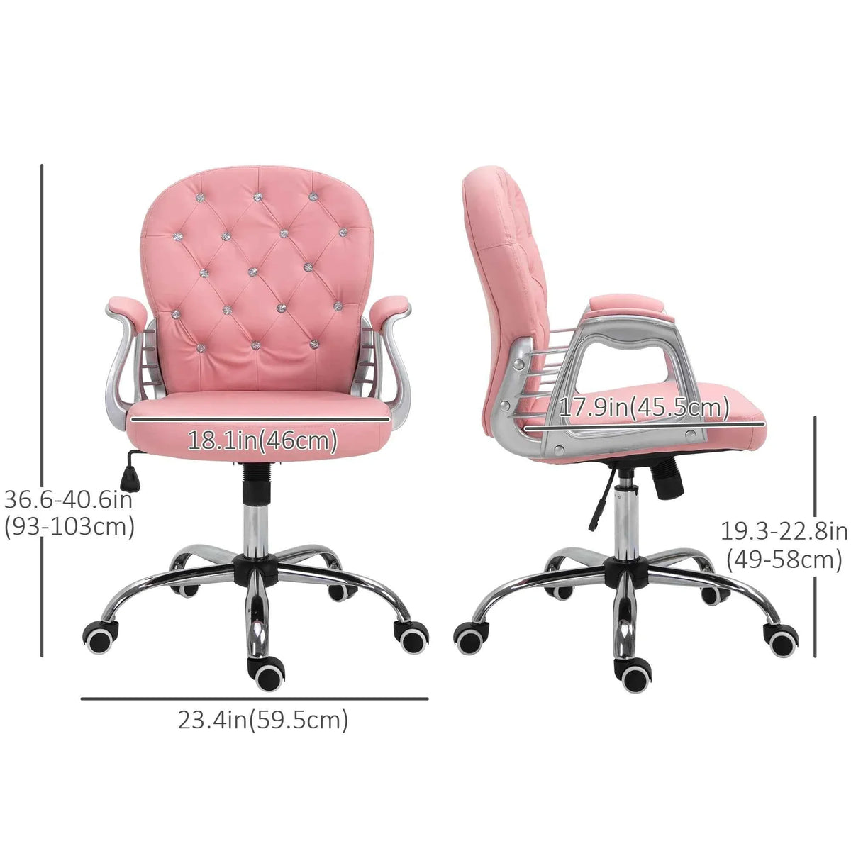 Pink Office Chair – Adjustable Height Computer Desk Chair with Tufted Back (United States & Canada Delivery Only)