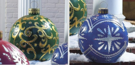 Giant Inflatable 60cm Christmas Ball Ornaments, Outdoor Waterproof PVC Ornament Ball, Holiday Decor, Pack Options