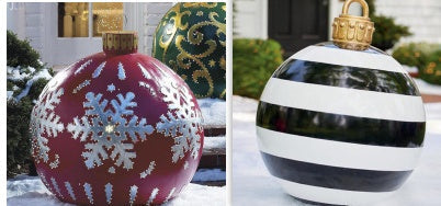 Giant Inflatable 60cm Christmas Ball Ornaments, Outdoor Waterproof PVC Ornament Ball, Holiday Decor, Pack Options