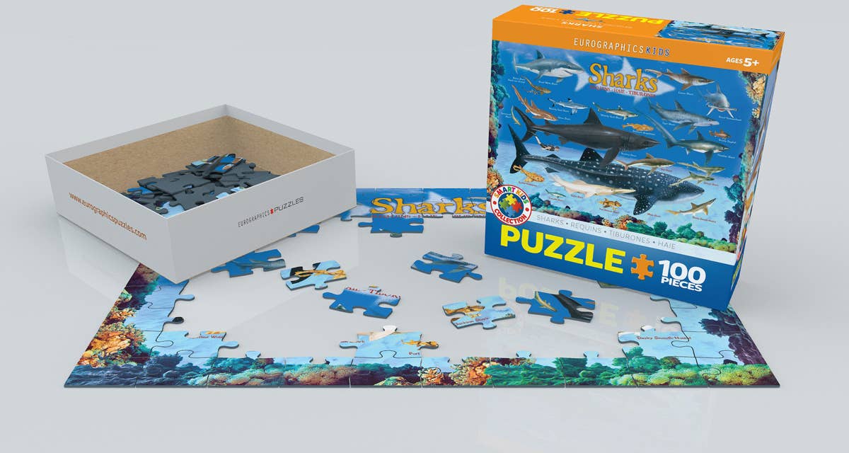 Eurographics Sharks 100-Piece Puzzle - Ocean Life - Ages 5+