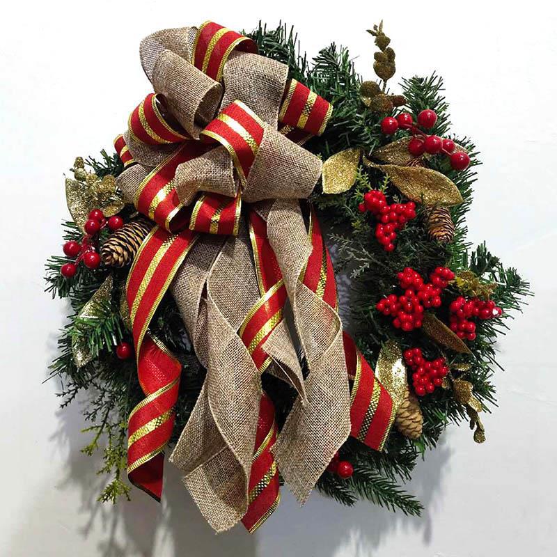 Christmas Buffalo Plaid Wreath Door Decoration