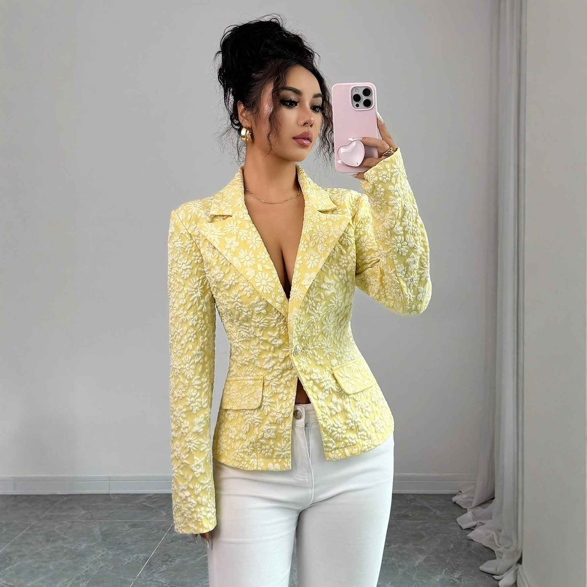 Women’s Embroidered Patchwork Blazer – Casual Lapel Single-Breasted Fashion Jacket