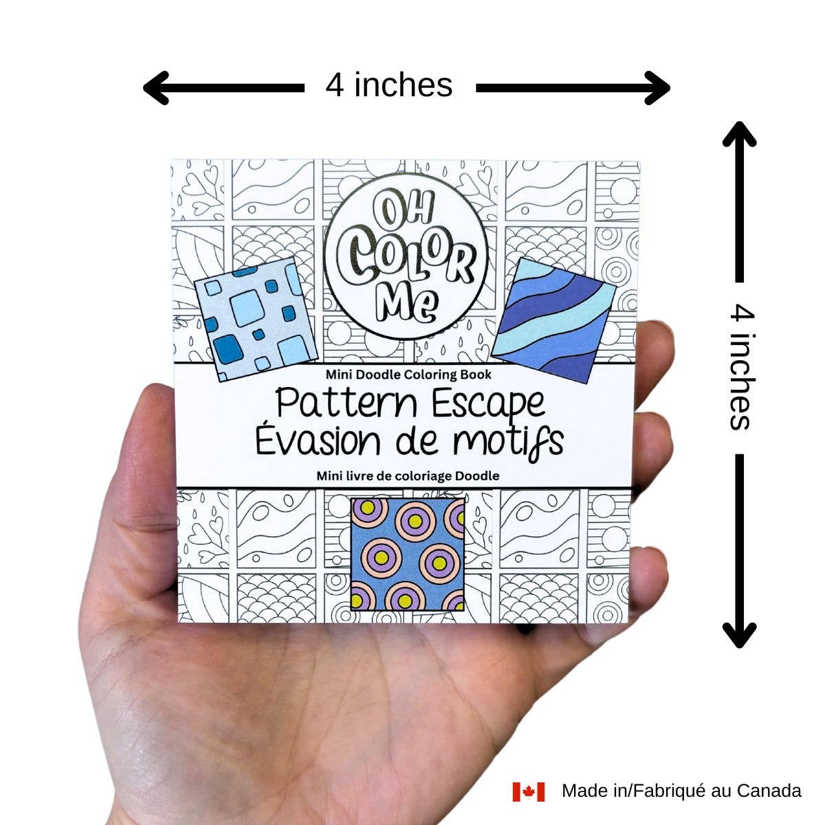 Oh Color Me - Mini Coloring Book Calming Scenes, 4"x4", Small Gifts - Canadian Brand - Ages 3+