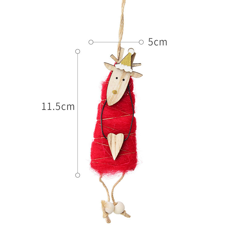 Wool Felt Christmas Ornaments Deer Santa Tree Set