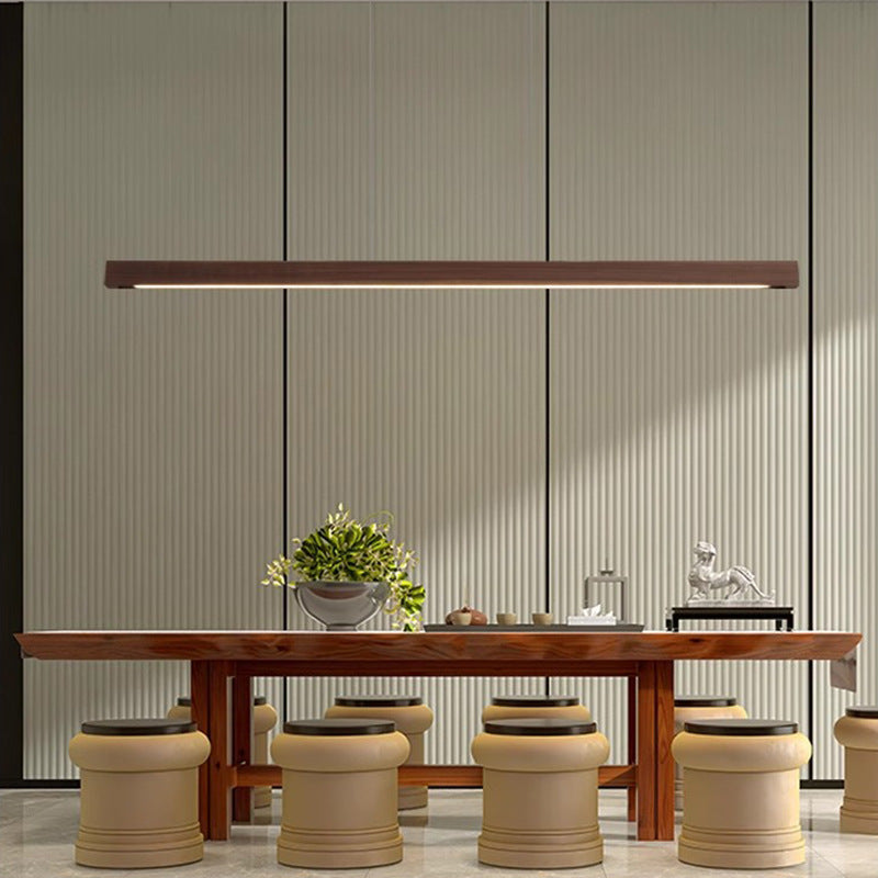 Log-Style Solid Wood Linear Pendant Chandelier