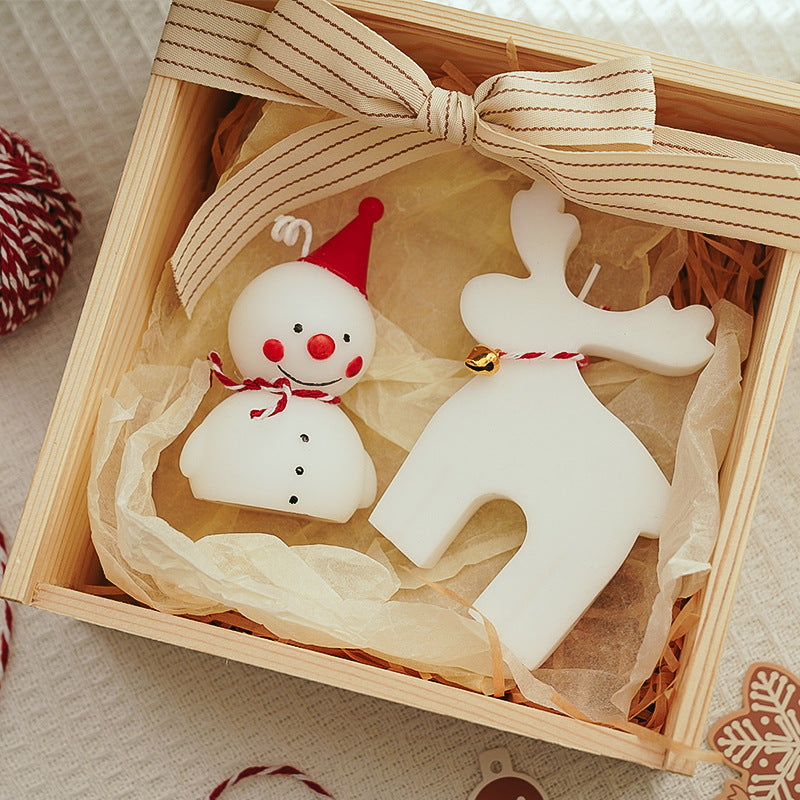 Christmas Snowman & Moose Scented Candle, Handmade Paraffin Wax Holiday Decor
