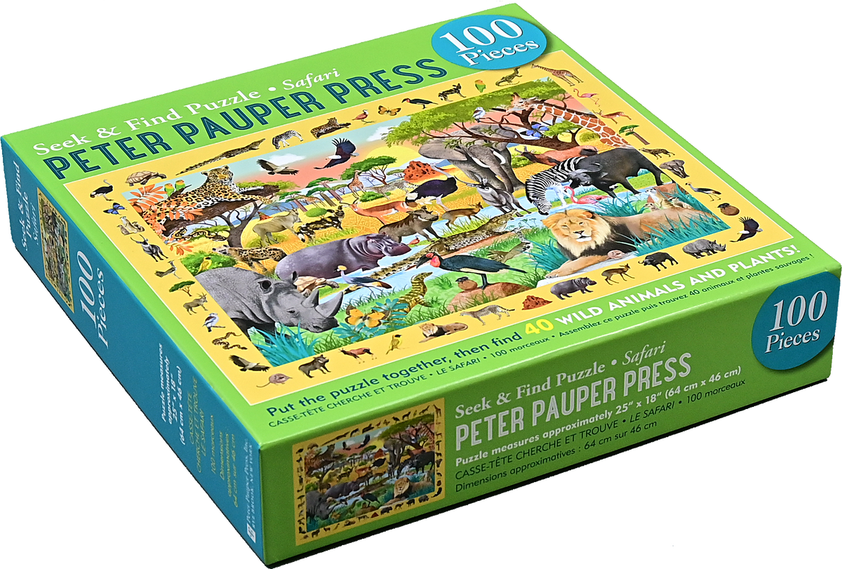 Peter Pauper Press - Safari Seek & Find 100-Piece Jigsaw Puzzle - Ages 5+