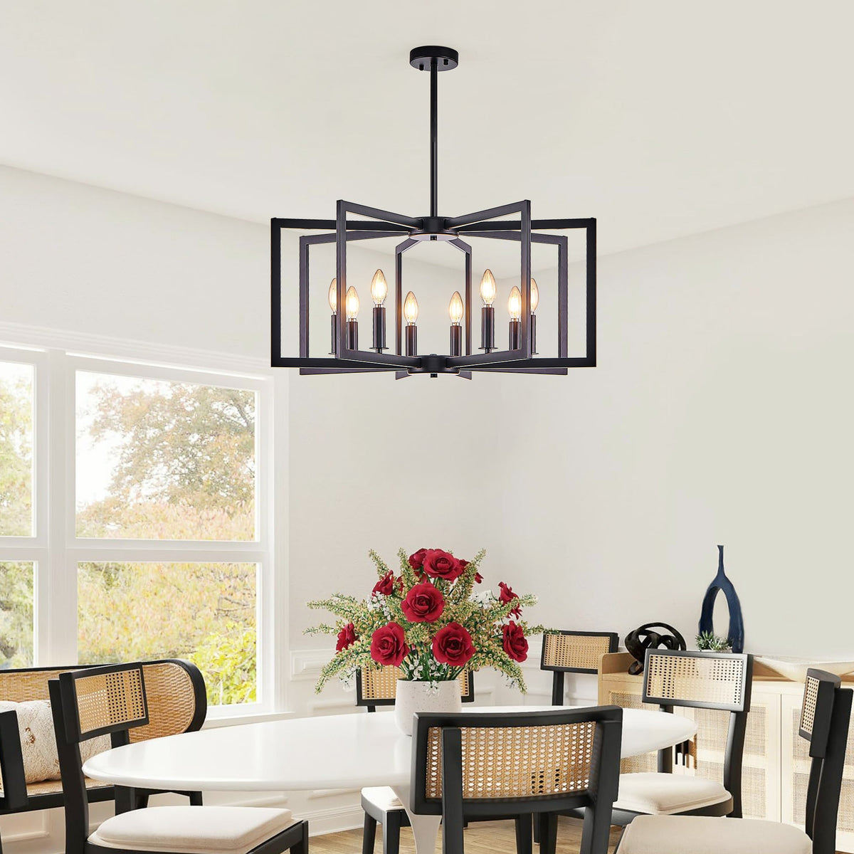 27-Inch Black Geometric 8-Light Chandelier (United States Delivery Only)