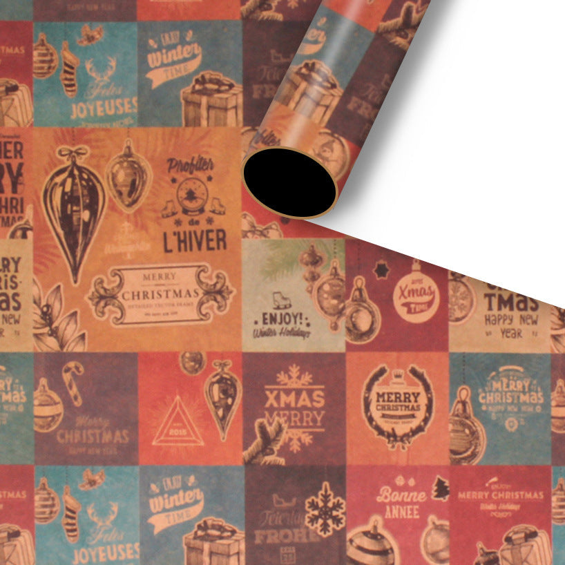 Classic Thickened Christmas Gift Wrapping Paper, Kraft Gift Wrap Sheets 50x76cm, Holiday Patterns