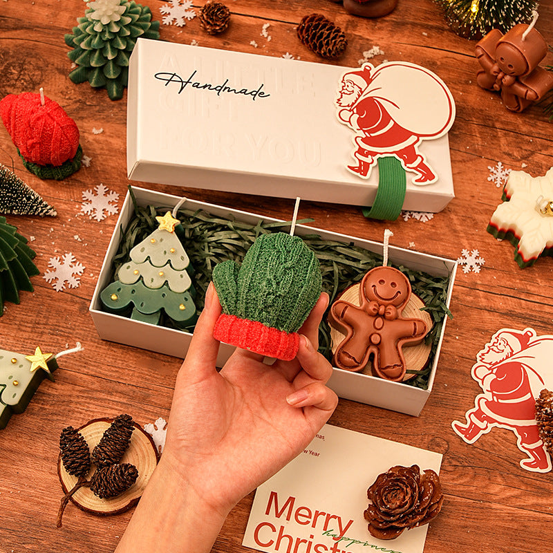 Christmas Scented Candle Gift Set, Festive Molded Aromatherapy Candles in Holiday Shapes – Snowman, Reindeer, Tree & Gingerbread, Home Decor Gift Box