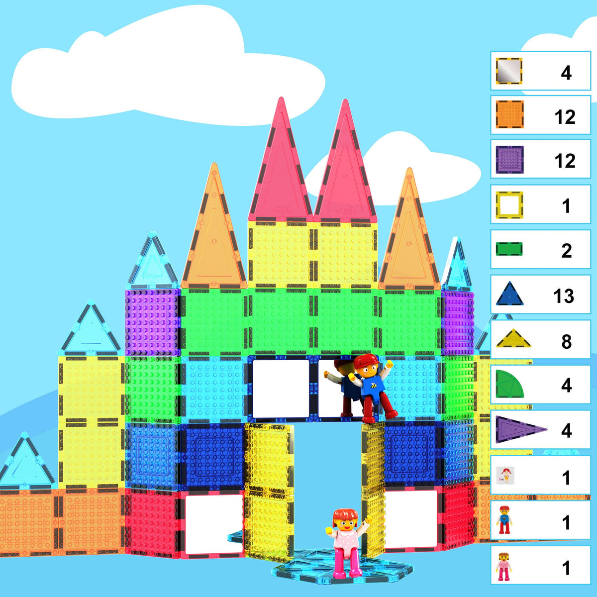 PicassoTiles - PicassoTiles 63pc Brick & Magnetic Tile Building Set - Ages 3+