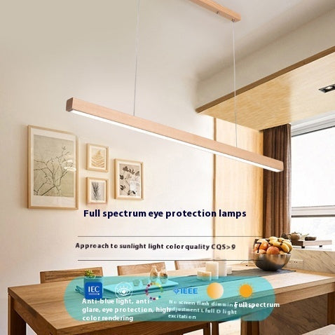 Log-Style Solid Wood Linear Pendant Chandelier