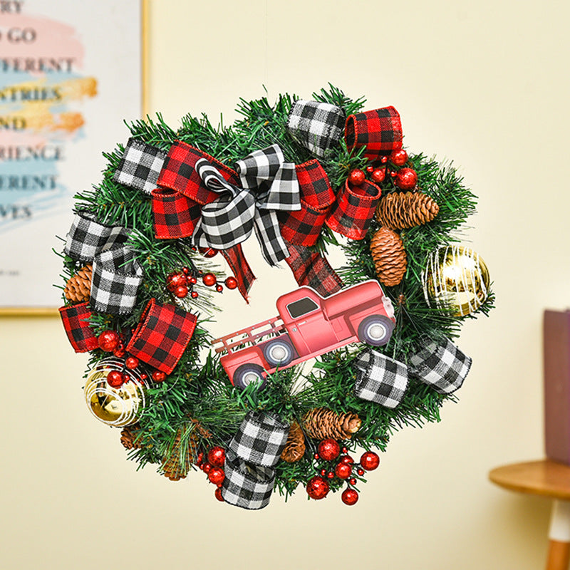 Christmas Buffalo Plaid Wreath Door Decoration
