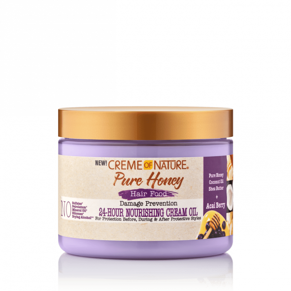 CREME OF NATURE Pure Honey Hair Food Acai Berry 24 Hour Nourishing Cream Oil 4.7OZ
