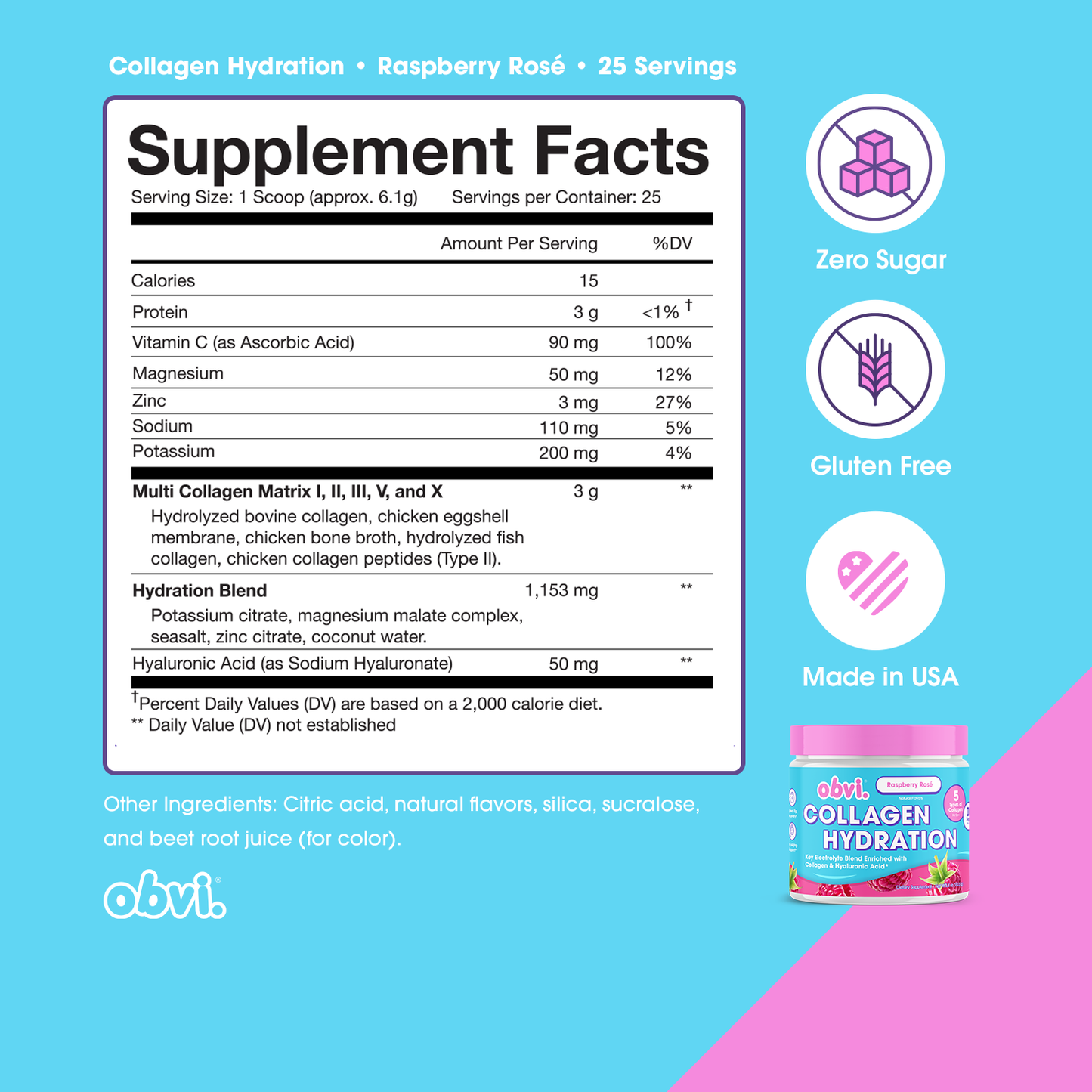 Obvi. Collagen Hydration - Raspberry Rose