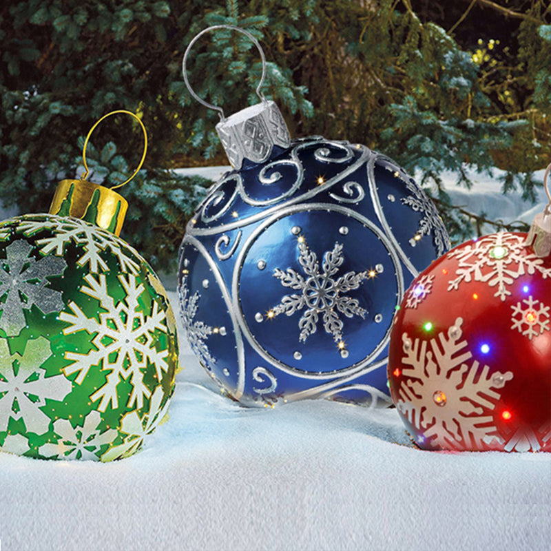 Giant Inflatable 60cm Christmas Ball Ornaments, Outdoor Waterproof PVC Ornament Ball, Holiday Decor, Pack Options