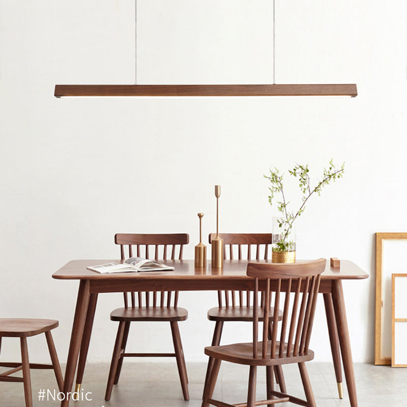 Log-Style Solid Wood Linear Pendant Chandelier