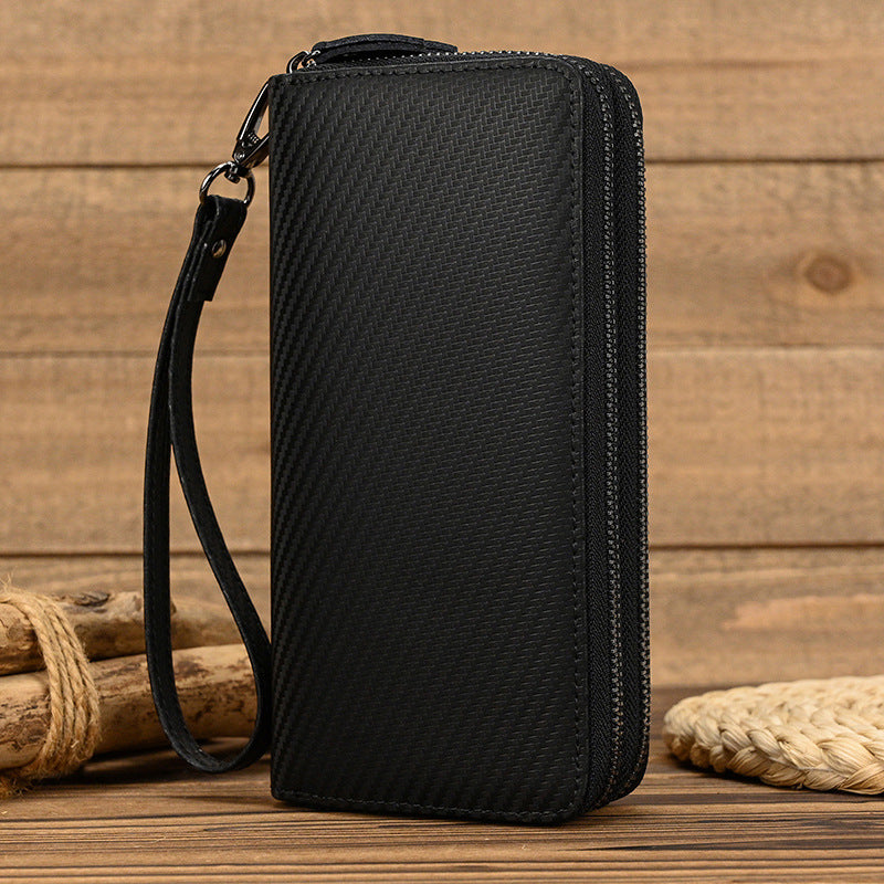 Men Genuine Leather Embossed Long Wallet Vintage Business Clutch