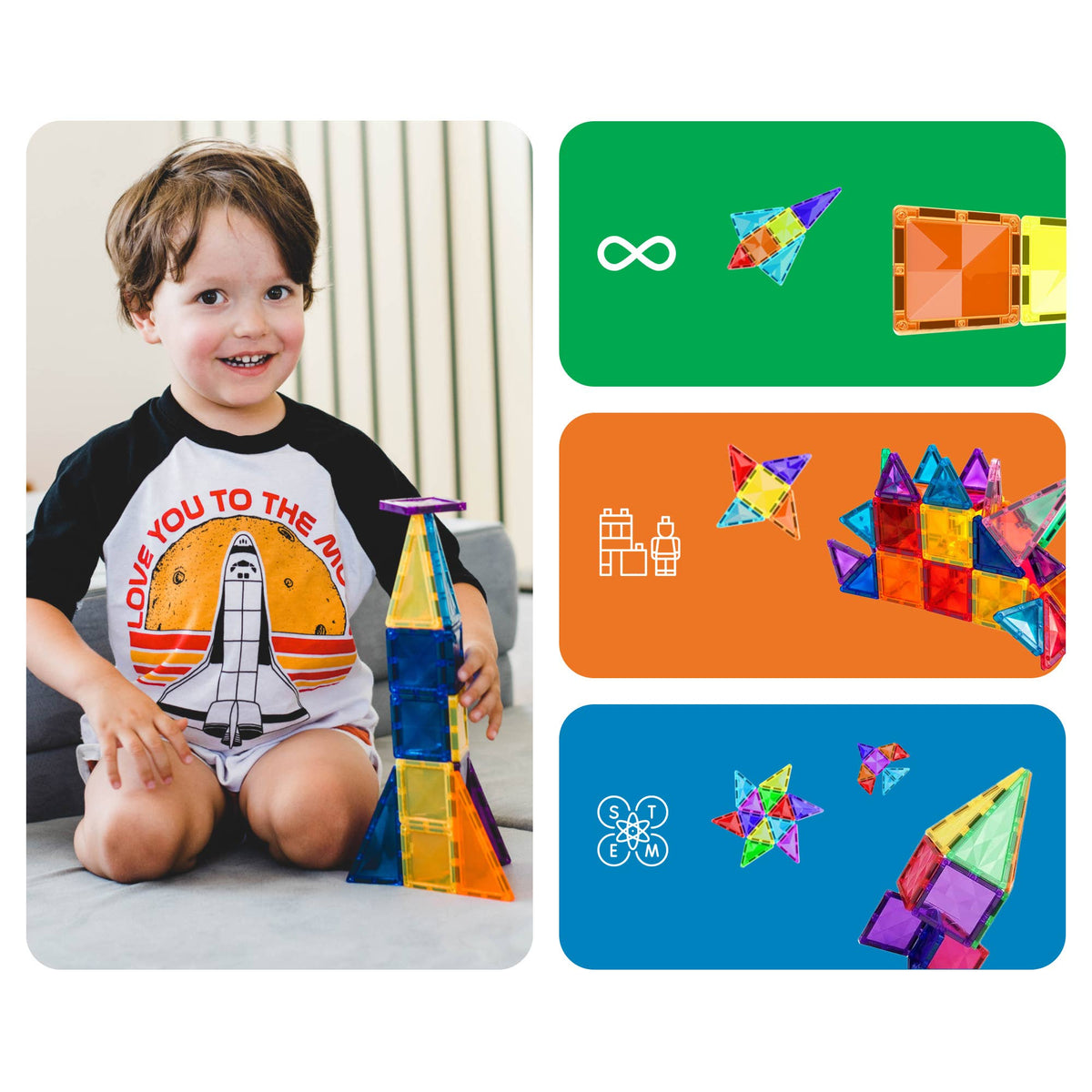PicassoTiles 40-Piece Travel Size Magnetic Tile Building Set - Ages 3+