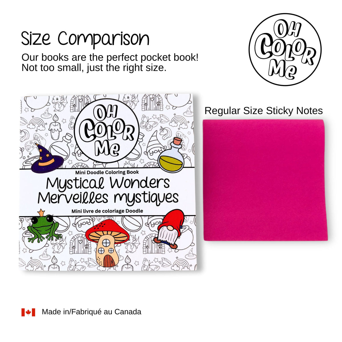 Oh Color Me - Mini Coloring Book Mystical Wonders, 4"x4" - Canadian Brand - Ages 2+