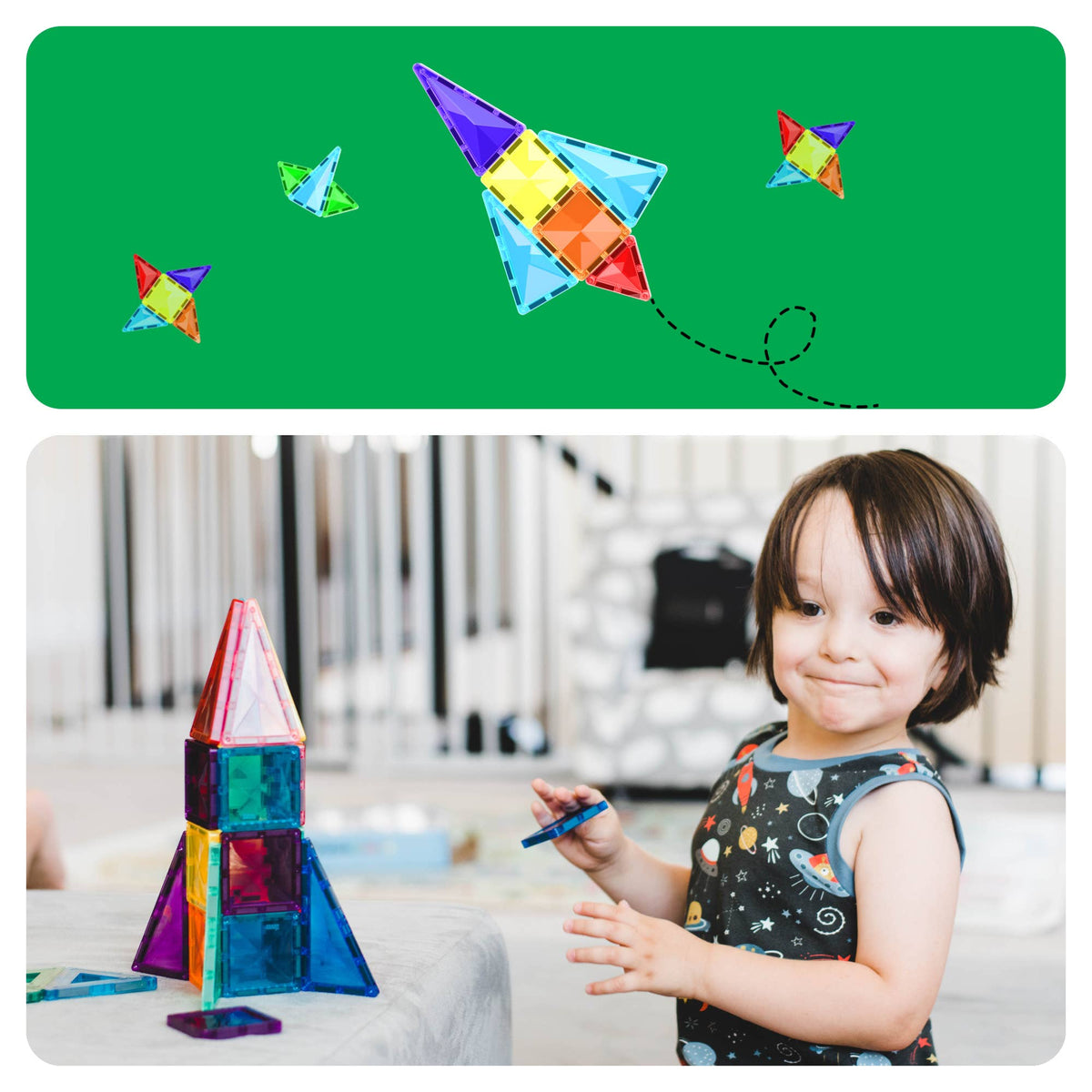PicassoTiles 40-Piece Travel Size Magnetic Tile Building Set - Ages 3+