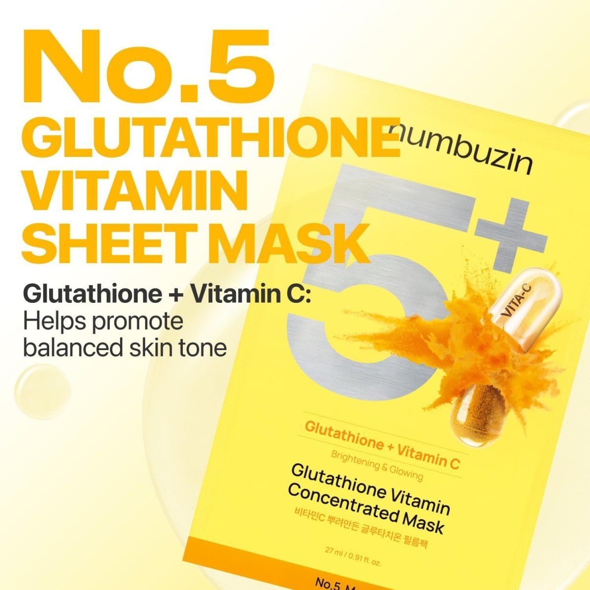 Numbuzin No.5+ Glutathione Vitamin Concentrated Mask 27ml